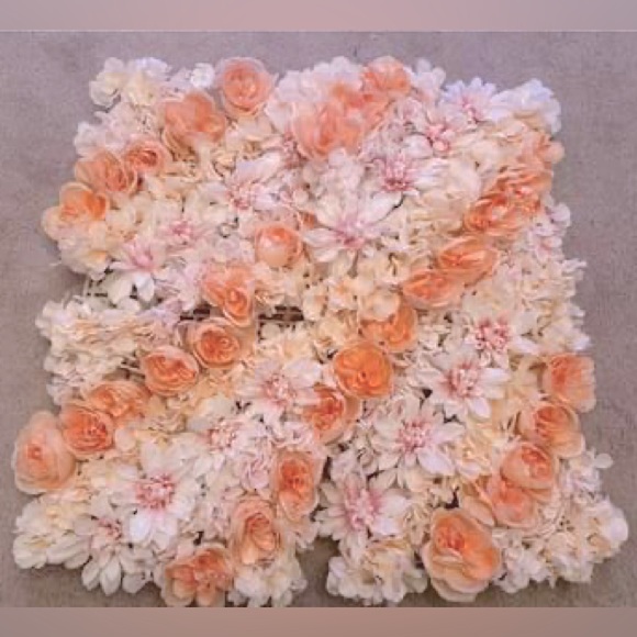 4 Square Pieces of Faux Flowers Roses and Daisys attached to Floral Wall Screens